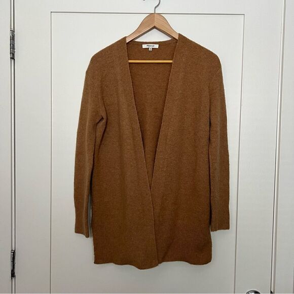 Madewell Sweater Cardigan Womens XXS Brown Knit Open Front Slits Wool Blend - Picture 1 of 13